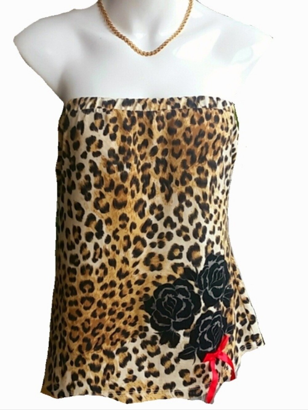 Lucky Thirteen Leopard Print Roses Sleeveless Top size Extra Large Boho Rock